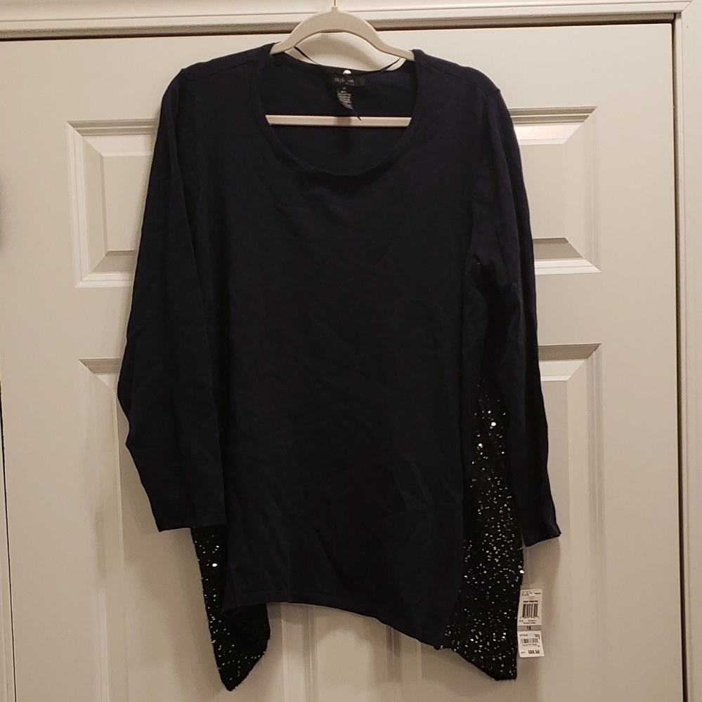 NWT Style & Co blue & black sparkle sweater sz 1X